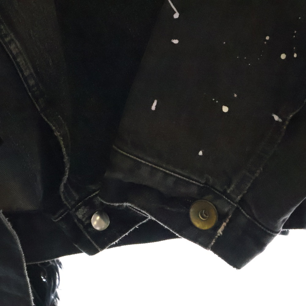 MAISON MIHARAYASUHIRO(メゾンミハラヤスヒロ) 24SS Draped Denim Jacket 再構築 ジップアップ ドッキングデニムジャケット ブラック A08BL022