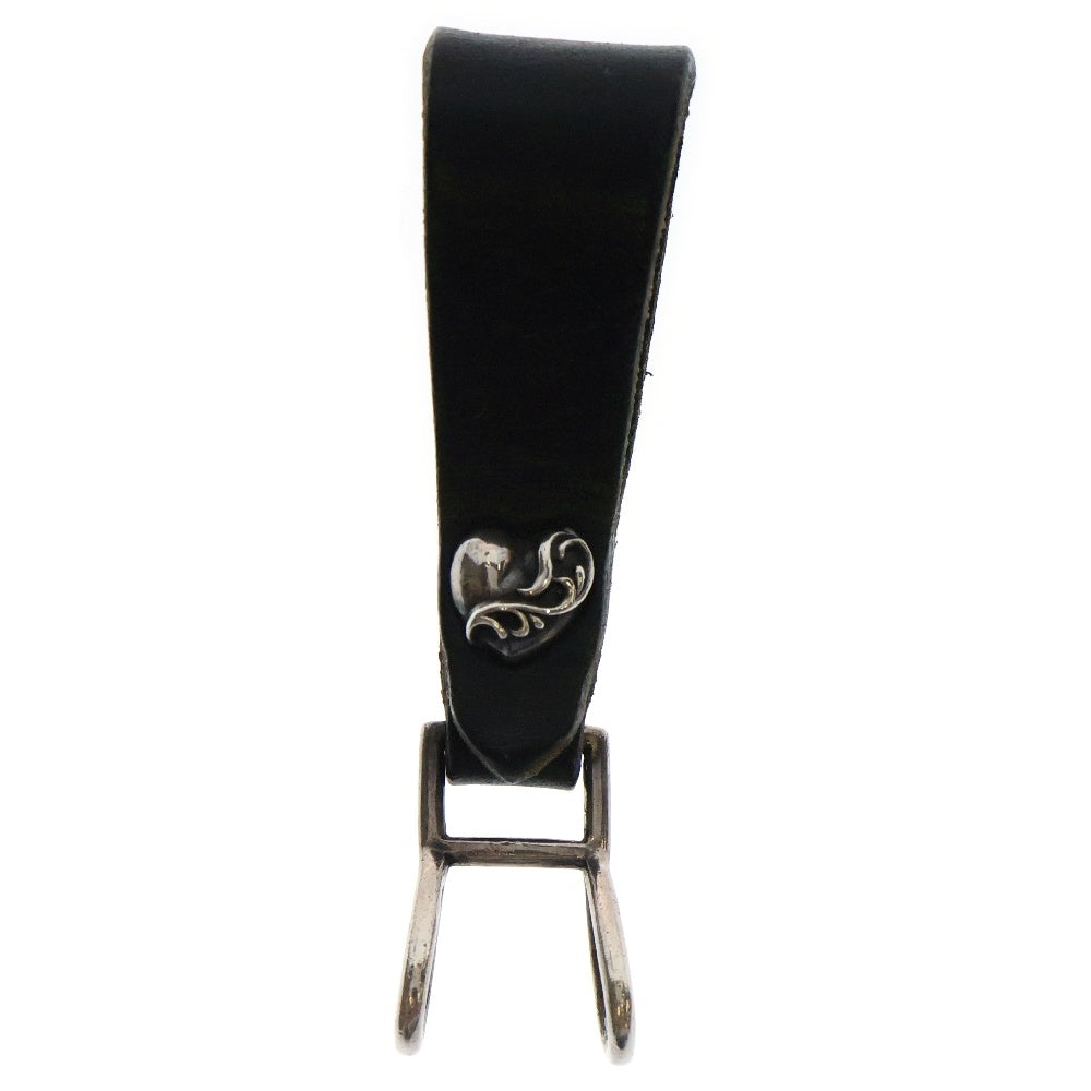 CHROME HEARTS(クロムハーツ) BELT LOOP ハートボタンレザーベルトループ シルバー/ブラック BCA397