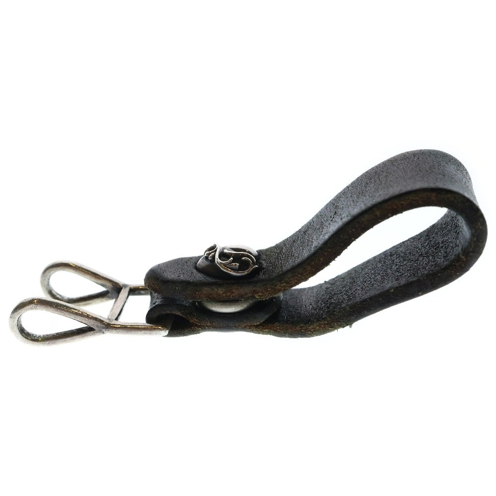 CHROME HEARTS(クロムハーツ) BELT LOOP ハートボタンレザーベルトループ シルバー/ブラック BCA397