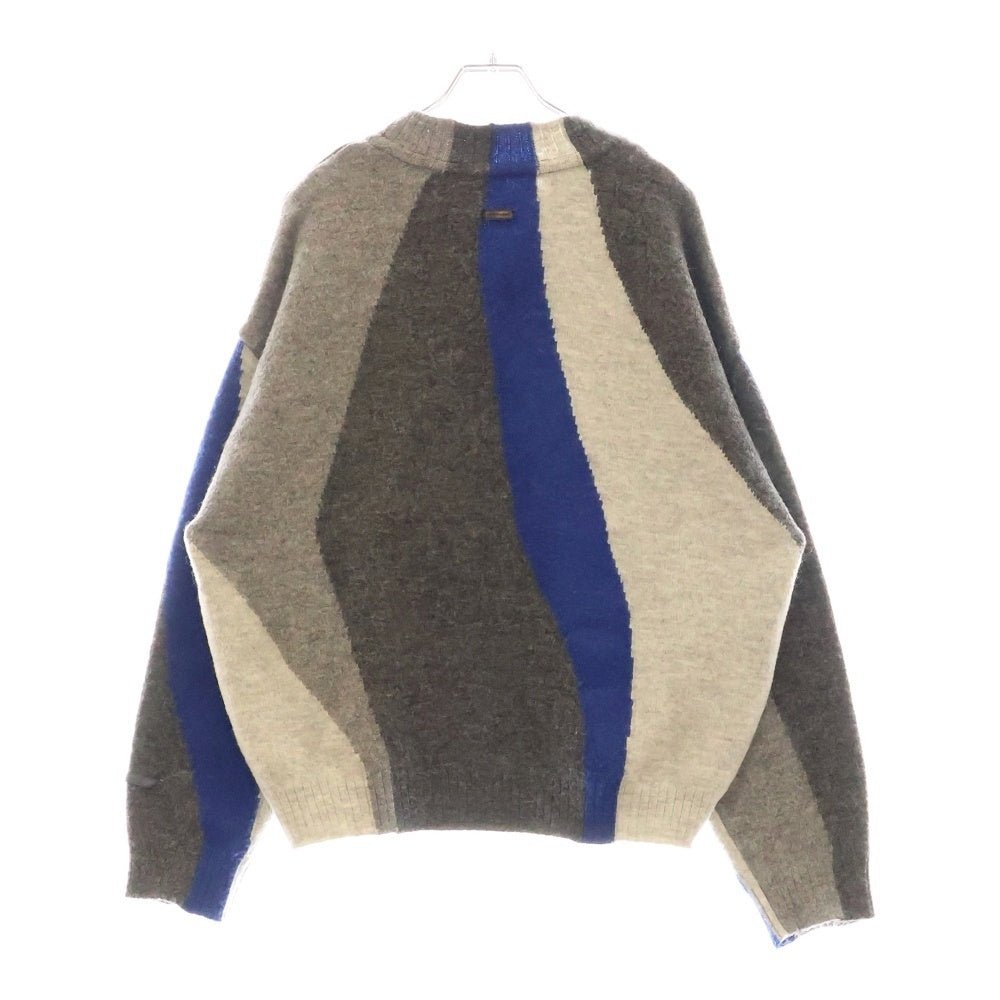 ADER ERROR(アーダーエラー) インターシャ プルオーバー ニット セーター グレー/ブルー BMADFWKT0301BL
