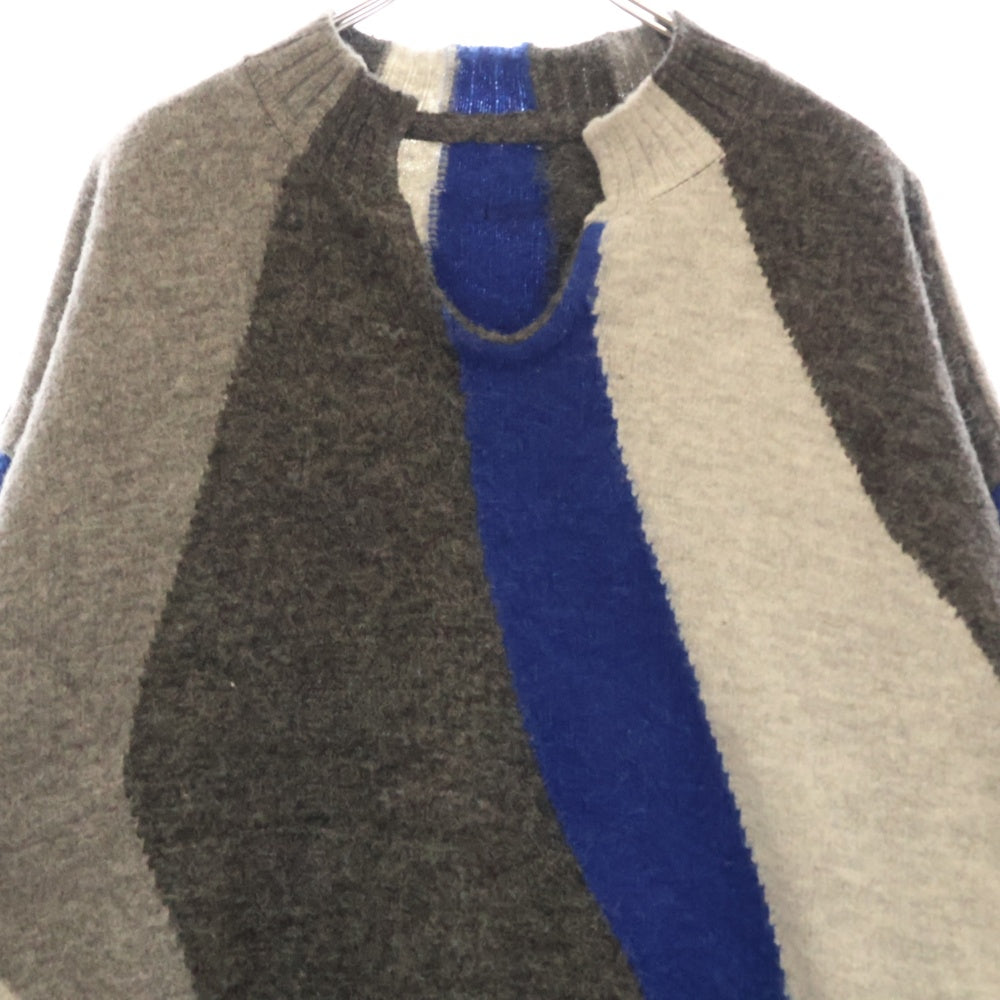 ADER ERROR(アーダーエラー) インターシャ プルオーバー ニット セーター グレー/ブルー BMADFWKT0301BL