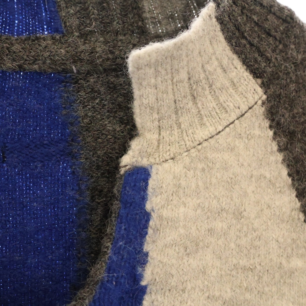 ADER ERROR(アーダーエラー) インターシャ プルオーバー ニット セーター グレー/ブルー BMADFWKT0301BL