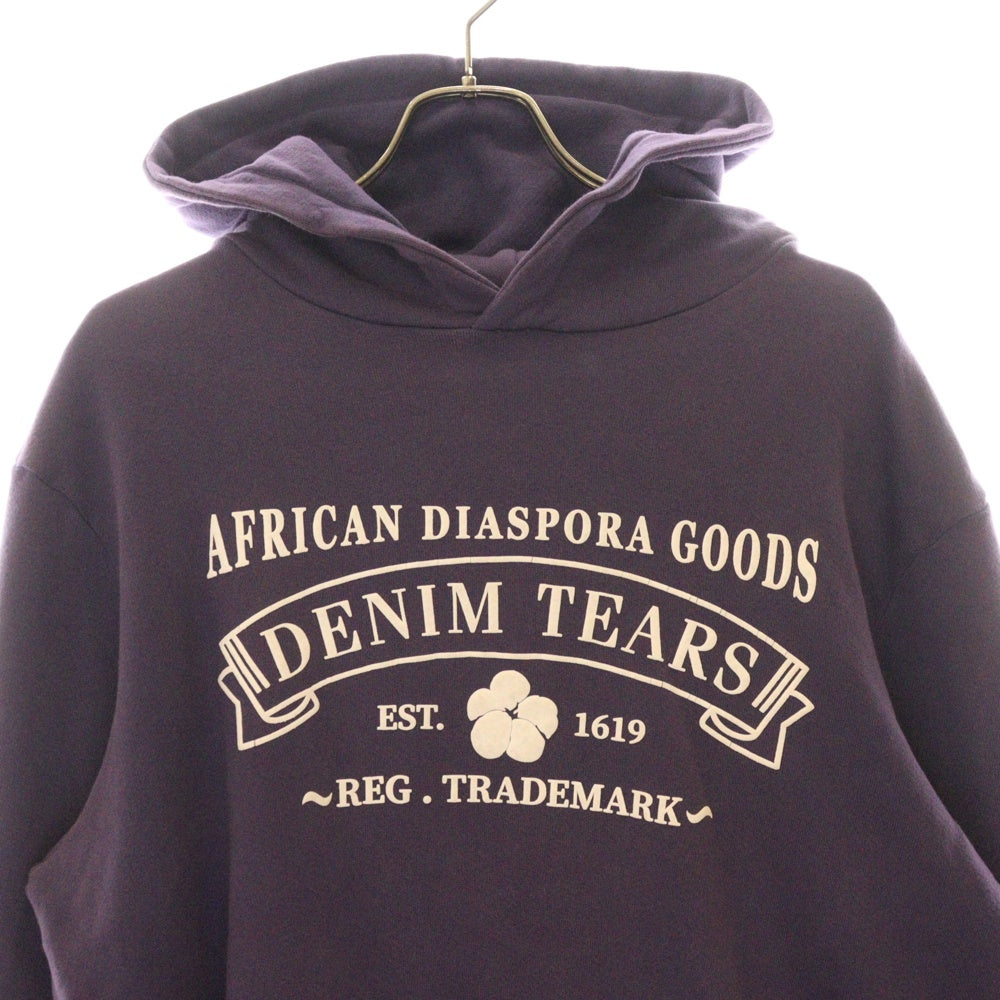 DENIM TEARS(デニムティアーズ) ロゴプリント プルオーバー スウェットパーカー パープル