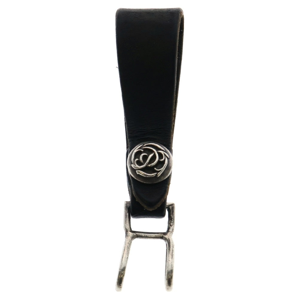 CHROME HEARTS(クロムハーツ) BELT LOOP フローラルボタンレザーベルトループ シルバー/ブラック