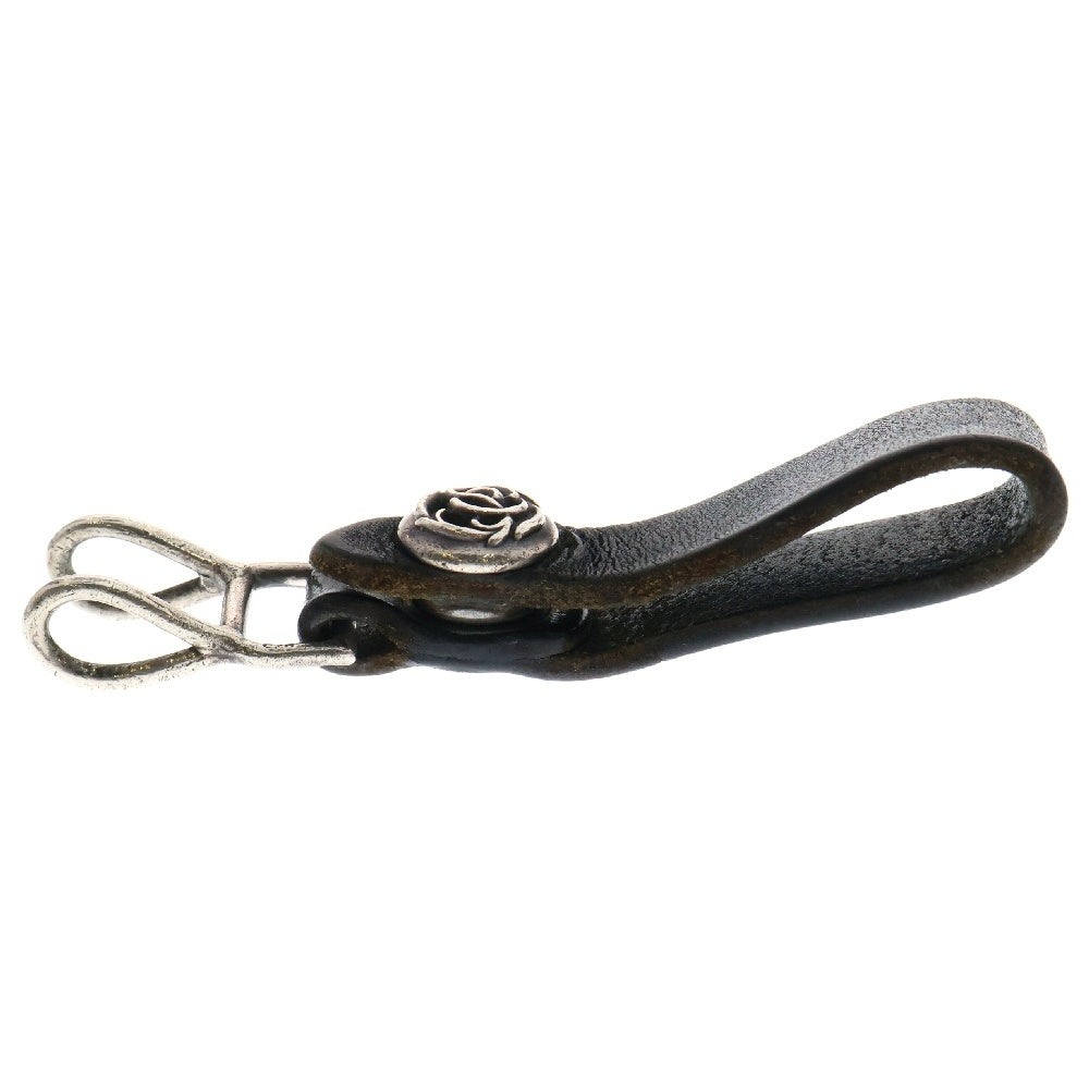 CHROME HEARTS(クロムハーツ) BELT LOOP フローラルボタンレザーベルトループ シルバー/ブラック