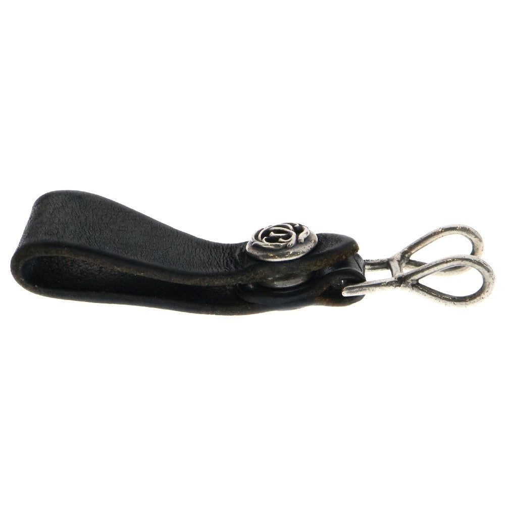 CHROME HEARTS(クロムハーツ) BELT LOOP フローラルボタンレザーベルトループ シルバー/ブラック