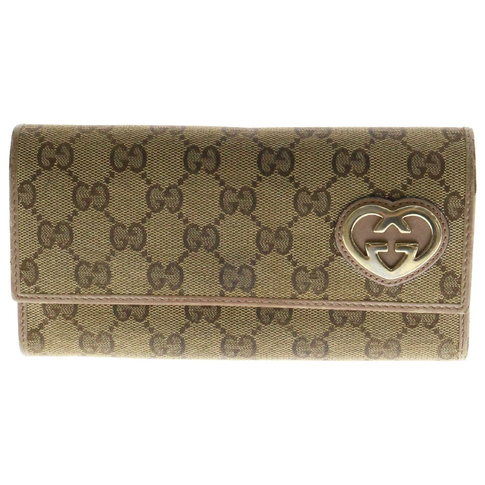 GUCCI(グッチ) GG キャンバス ラブリーハート ロングウォレット 長財布 ブラウン 251861