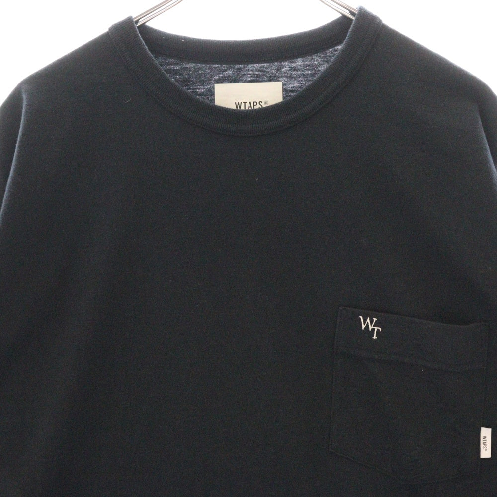 WTAPS(ダブルタップス) ロゴ刺繍 ポケット付き半袖Tシャツ ネイビー 231ATDT-CSM37