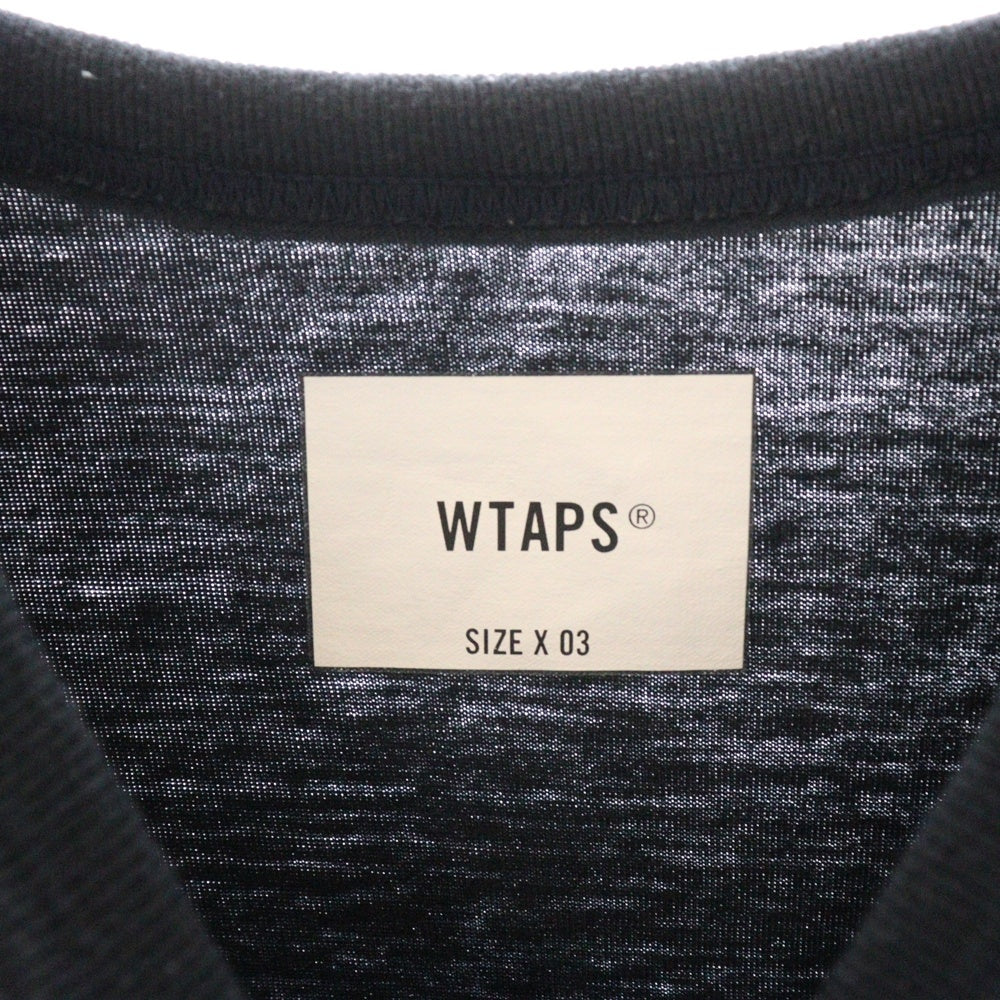 WTAPS(ダブルタップス) ロゴ刺繍 ポケット付き半袖Tシャツ ネイビー 231ATDT-CSM37
