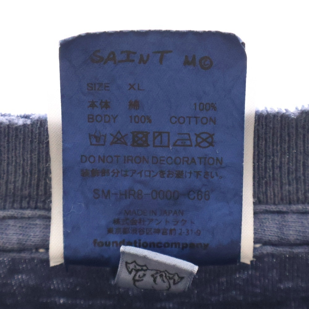 SAINT MICHAEL(セントマイケル) 25SS DNF LS TEE FANTSIA ヴィンテージ加工 ロングスリーブ長袖Tシャツ カットソー ネイビー SM-HR8-0000-C66