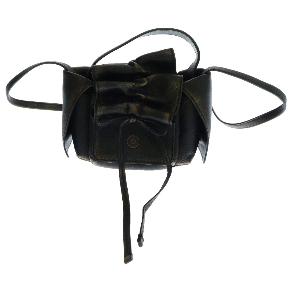 Acne Studios(アクネ ストゥディオズ) Multipocket Mini Bag マルチポケット レザー リボンデザイン ハンドバッグ ショルダーバッグ ブラック A10428