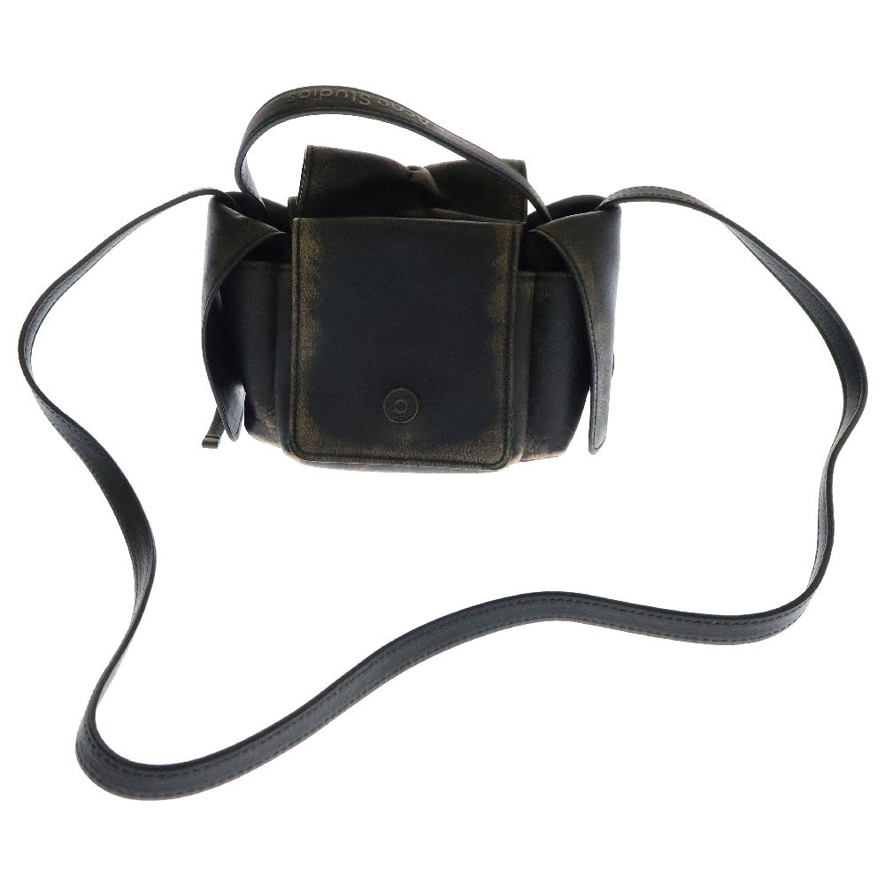Acne Studios(アクネ ストゥディオズ) Multipocket Mini Bag マルチポケット レザー リボンデザイン ハンドバッグ ショルダーバッグ ブラック A10428