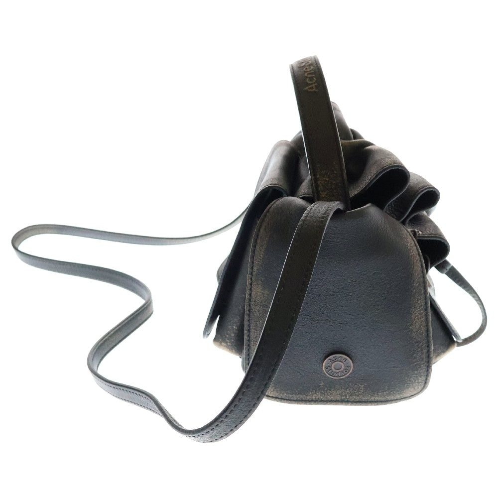 Acne Studios(アクネ ストゥディオズ) Multipocket Mini Bag マルチポケット レザー リボンデザイン ハンドバッグ ショルダーバッグ ブラック A10428