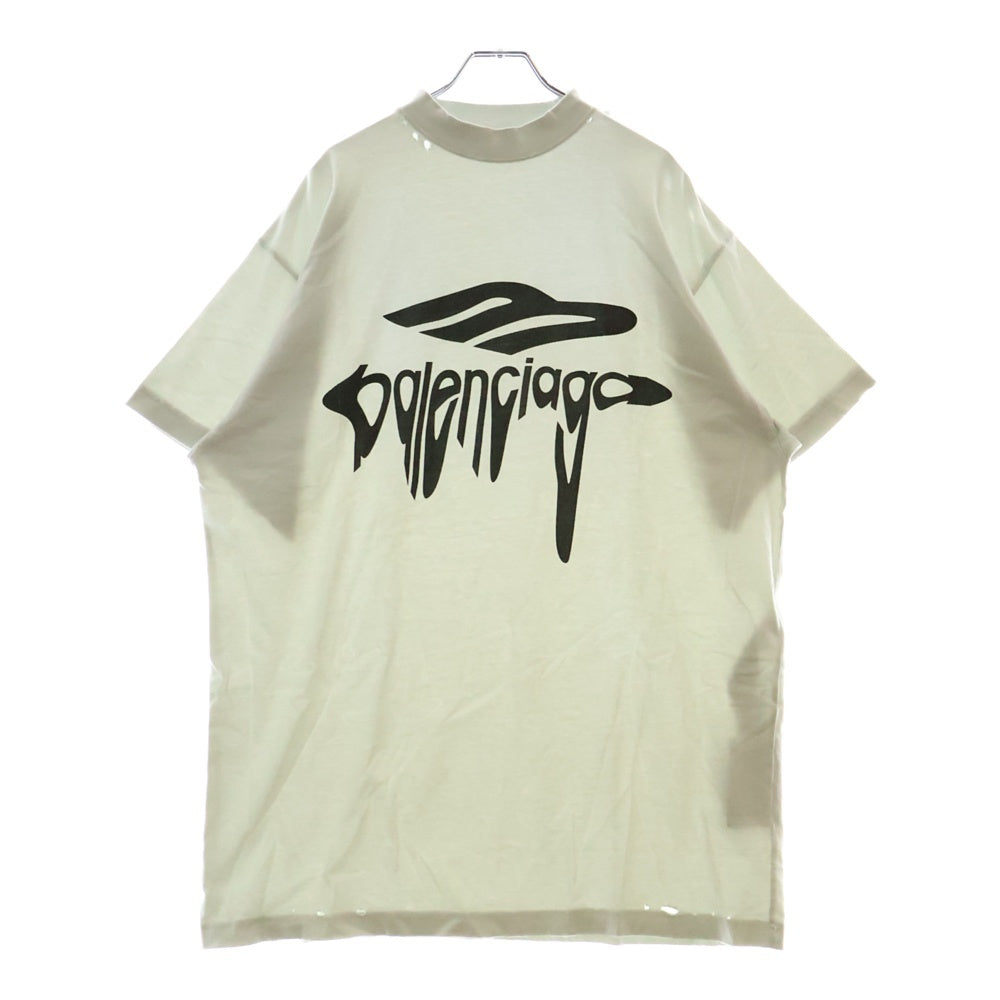BALENCIAGA(バレンシアガ) 25SS 3B Liquefied T-Shirt Oversized フロントロゴプリント半袖Tシャツ ホワイト 787349 TRVS8