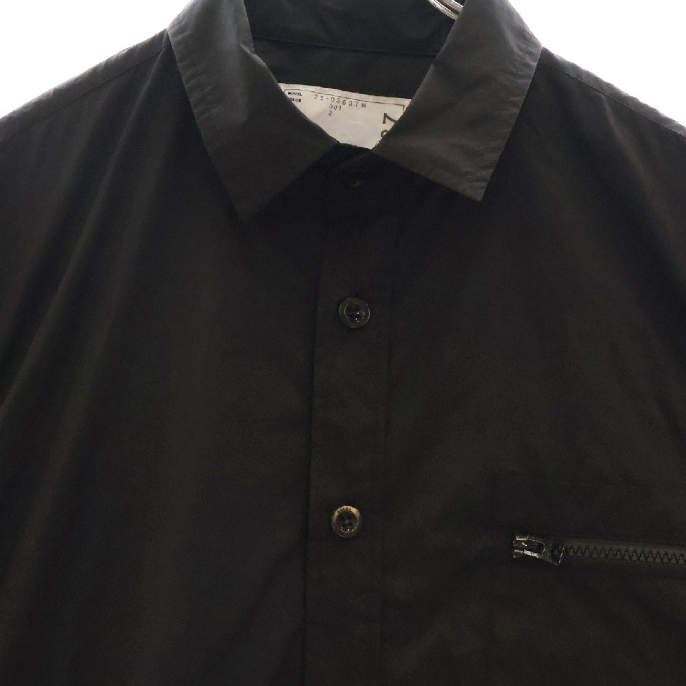 Sacai(サカイ) RIP STOP SHIRT リップストップシャツ ナイロン半袖シャツ ブラック 25-03637M