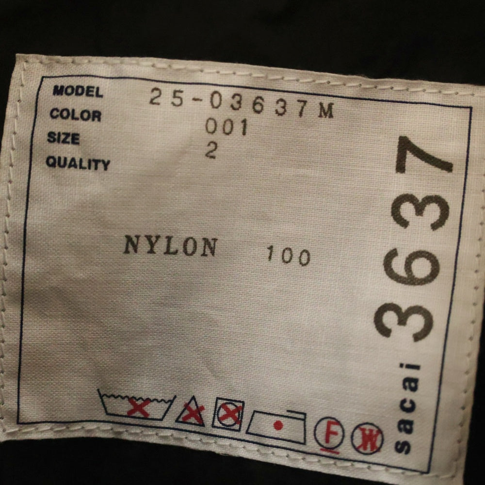 Sacai(サカイ) RIP STOP SHIRT リップストップシャツ ナイロン半袖シャツ ブラック 25-03637M