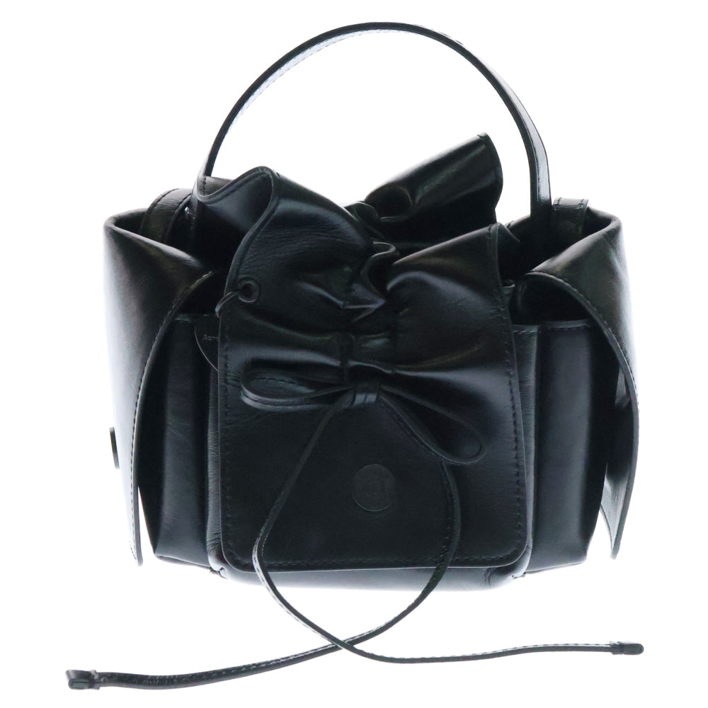 Acne Studios(アクネ ストゥディオズ) Multipocket Mini Bag マルチポケット レザー リボンデザイン ハンドバッグ ショルダーバッグ ブラック A10428