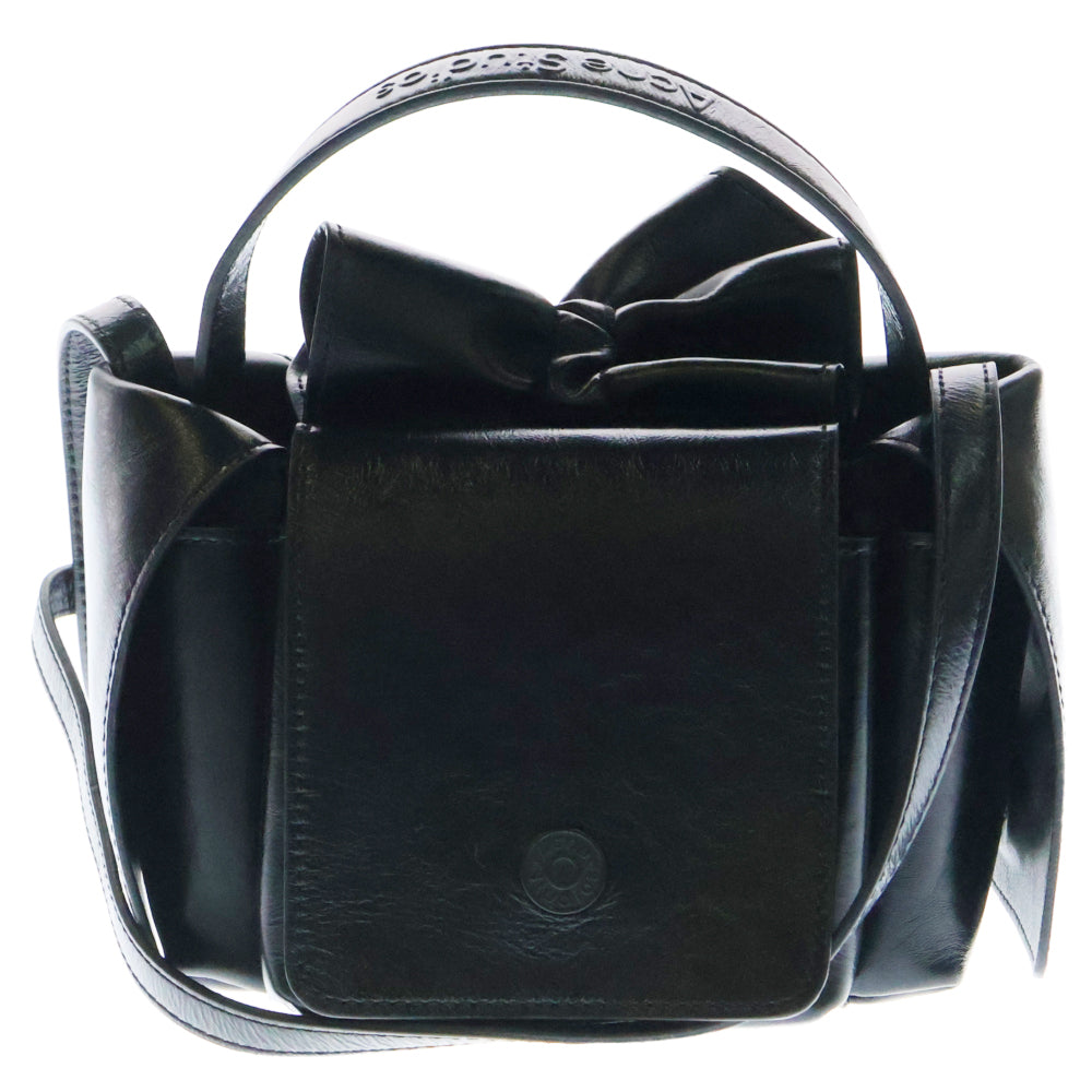 Acne Studios(アクネ ストゥディオズ) Multipocket Mini Bag マルチポケット レザー リボンデザイン ハンドバッグ ショルダーバッグ ブラック A10428