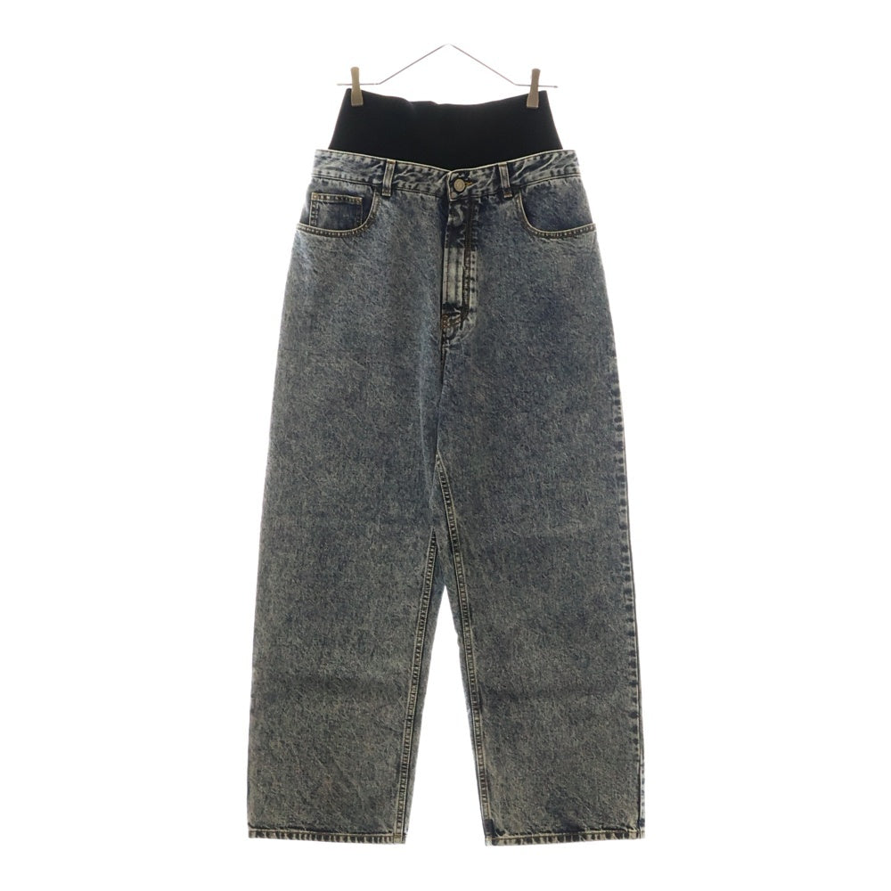 ALAIA(アライア) ウォッシュド加工 ニットドッキング デニムパンツ ジーンズ インディゴ レディース AA9P01556T535