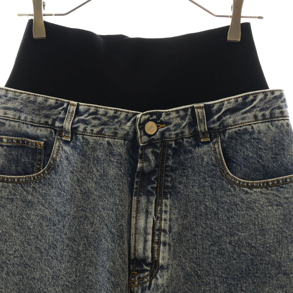ALAIA(アライア) ウォッシュド加工 ニットドッキング デニムパンツ ジーンズ インディゴ レディース AA9P01556T535