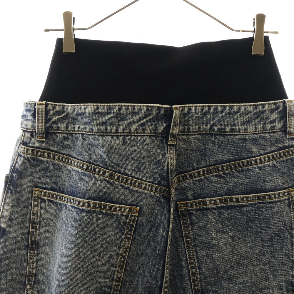 ALAIA(アライア) ウォッシュド加工 ニットドッキング デニムパンツ ジーンズ インディゴ レディース AA9P01556T535