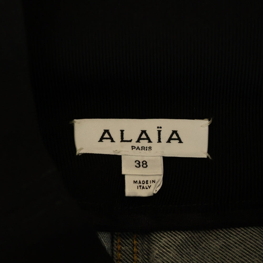 ALAIA(アライア) ウォッシュド加工 ニットドッキング デニムパンツ ジーンズ インディゴ レディース AA9P01556T535