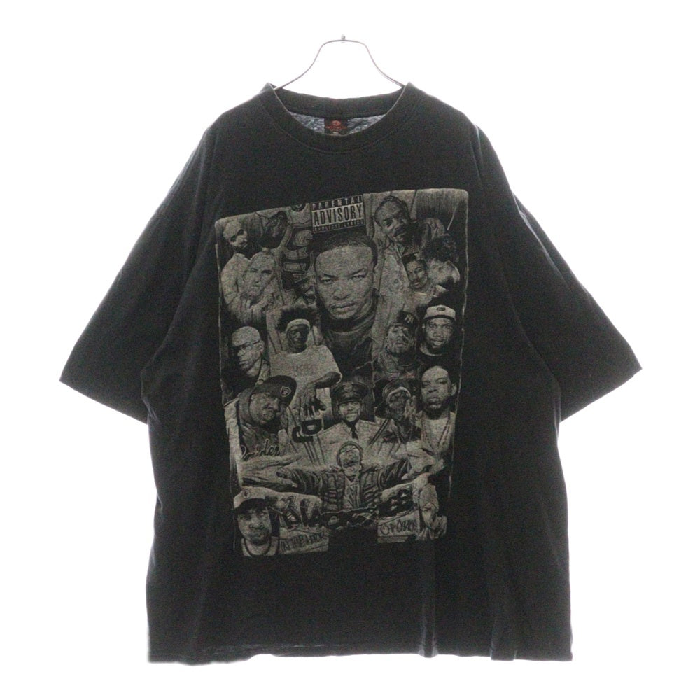 VINTAGE(ヴィンテージ) 00s フロントプリント ラップ 半袖Tシャツ ブラック