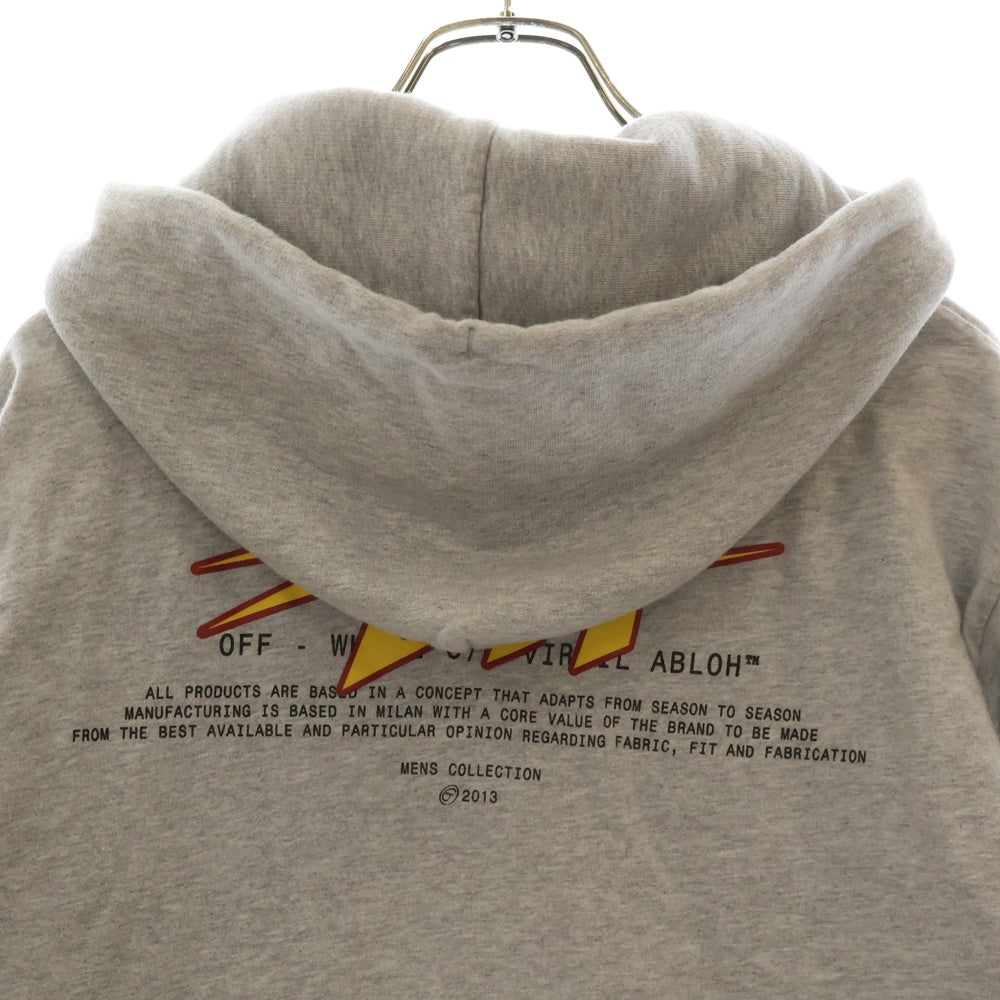 OFF-WHITE(オフホワイト) フロントプリント レイヤードデザイン プルオーバースウェットパーカー グレー