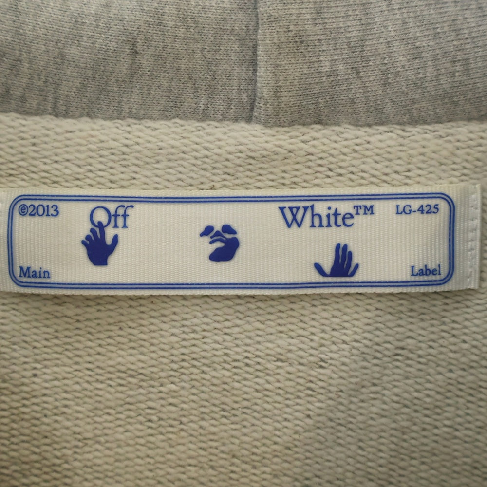 OFF-WHITE(オフホワイト) フロントプリント レイヤードデザイン プルオーバースウェットパーカー グレー