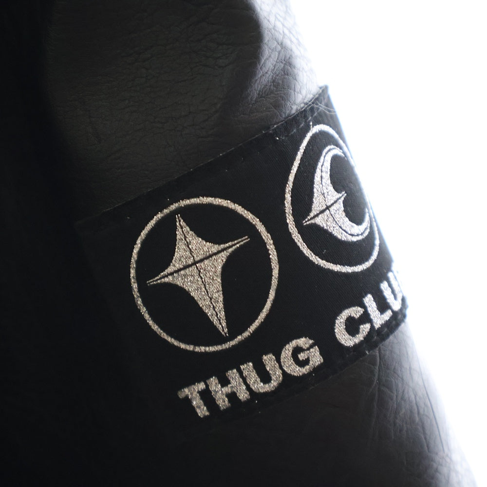 THUG CLUB(サグクラブ) メタルロゴ装飾 フェイクレザーパテッドジャケット ブラック TC23PA0303