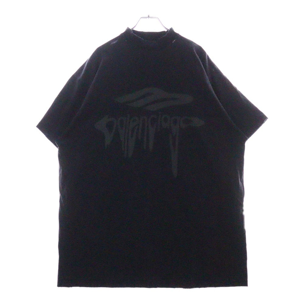 BALENCIAGA(バレンシアガ) フロントロゴプリント ダメージ加工 半袖Tシャツ カットソー ブラック 787349 TRVS8