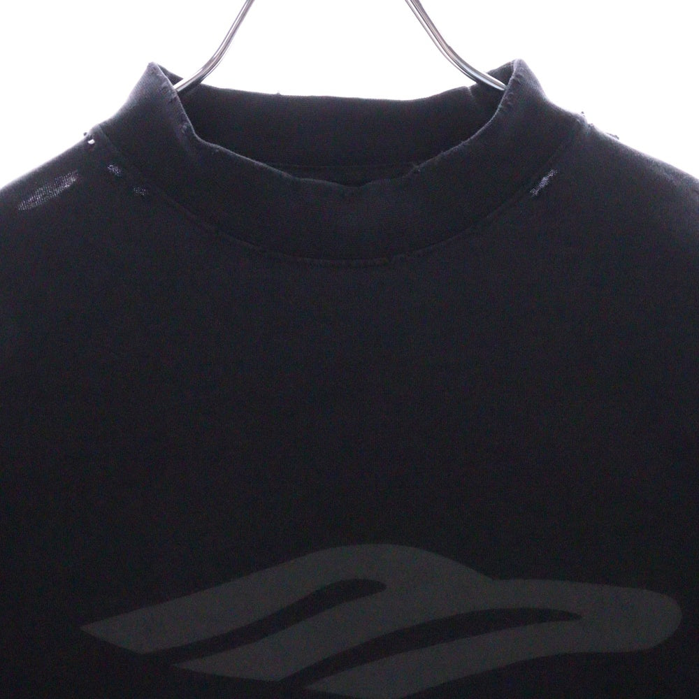 BALENCIAGA(バレンシアガ) フロントロゴプリント ダメージ加工 半袖Tシャツ カットソー ブラック 787349 TRVS8