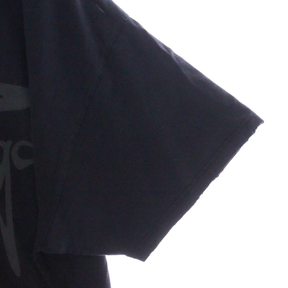 BALENCIAGA(バレンシアガ) フロントロゴプリント ダメージ加工 半袖Tシャツ カットソー ブラック 787349 TRVS8