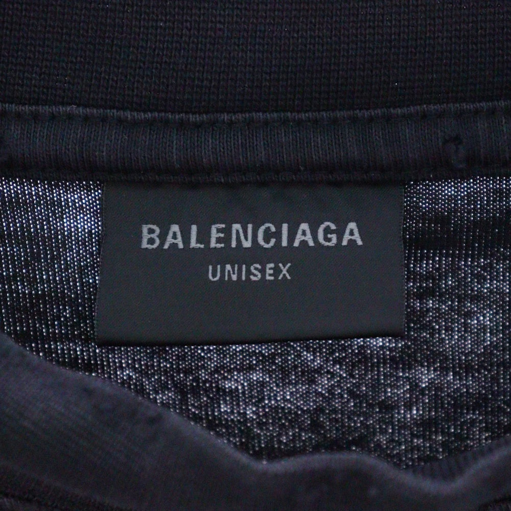 BALENCIAGA(バレンシアガ) フロントロゴプリント ダメージ加工 半袖Tシャツ カットソー ブラック 787349 TRVS8