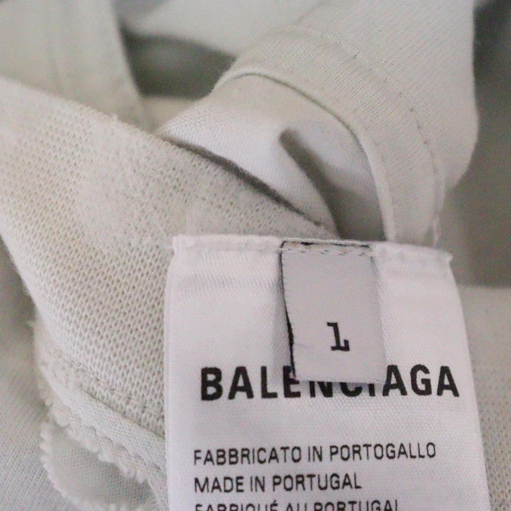 BALENCIAGA(バレンシアガ) Oversized T-Shirt ダメージ加工 オーバーサイズ 半袖Tシャツ カットソー ホワイト 811688 TRVU6