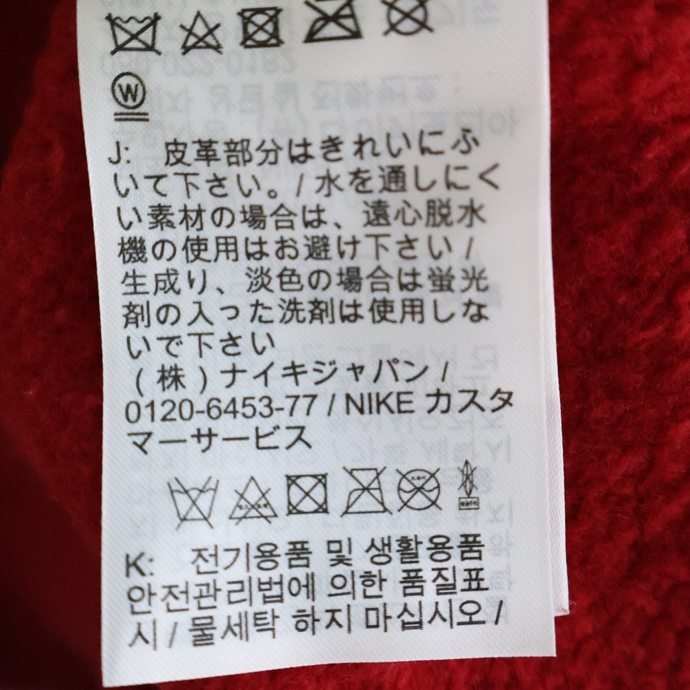 NIKE(ナイキ) 19AW ×SUPREME LEATHER APPLIQUE HOODED SWEATSHIRT レザーアップリケプルオーバースウェットパーカー レッド CK6225-687