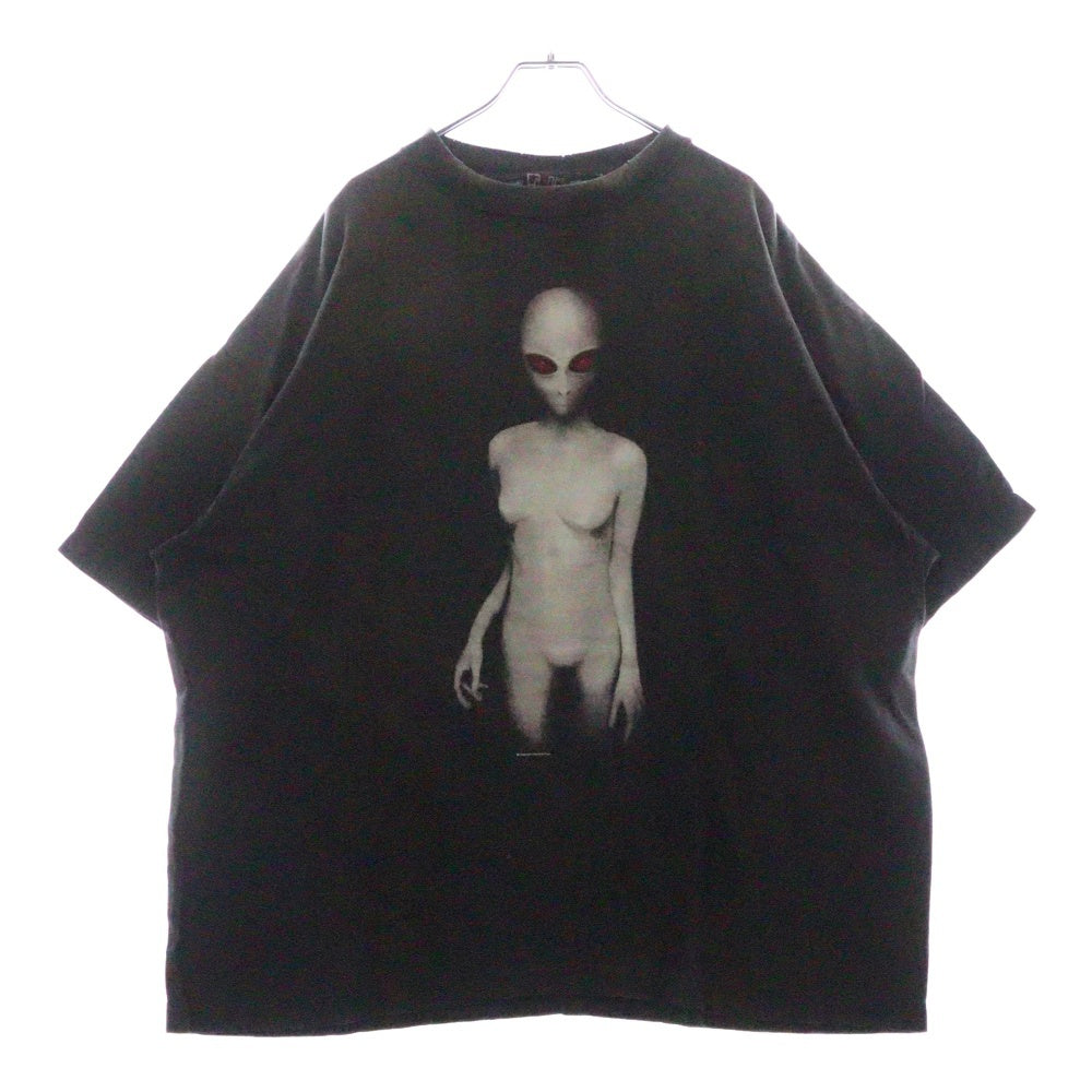 SAINT MICHAEL(セントマイケル) 25SS TEE ALIEN エイリアン ヴィンテージ加工 半袖Tシャツ ブラック SM-HR8-0000-005