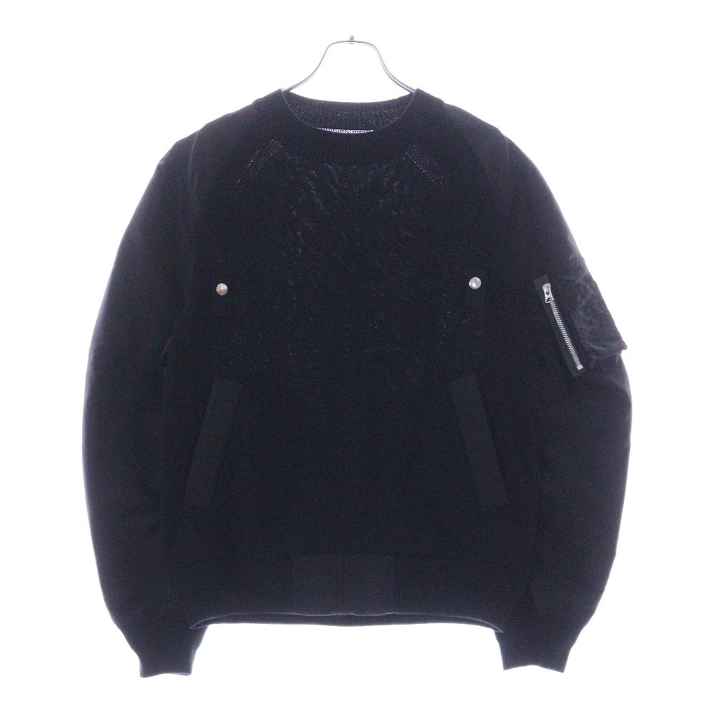 Sacai(サカイ) Nylon Twill Knit Blouson ナイロン ニット ミリタリー ブルゾン ブラック 25-03618M