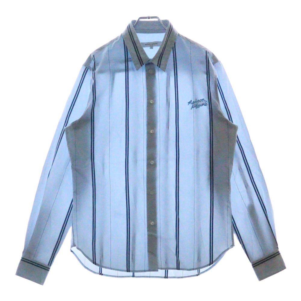 MAISON KITSUNE(メゾンキツネ) 25SS RELAXED SHIRT ストライプ リラックス 長袖シャツ ブルー MM00403WC5029