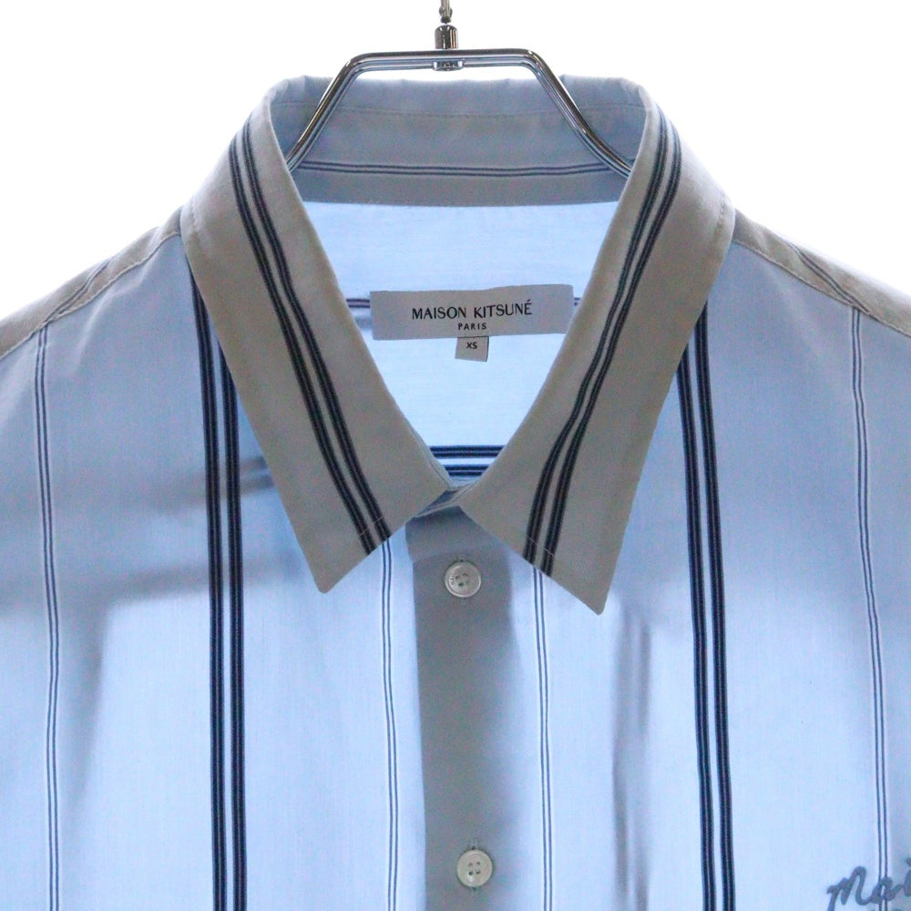 MAISON KITSUNE(メゾンキツネ) 25SS RELAXED SHIRT ストライプ リラックス 長袖シャツ ブルー MM00403WC5029