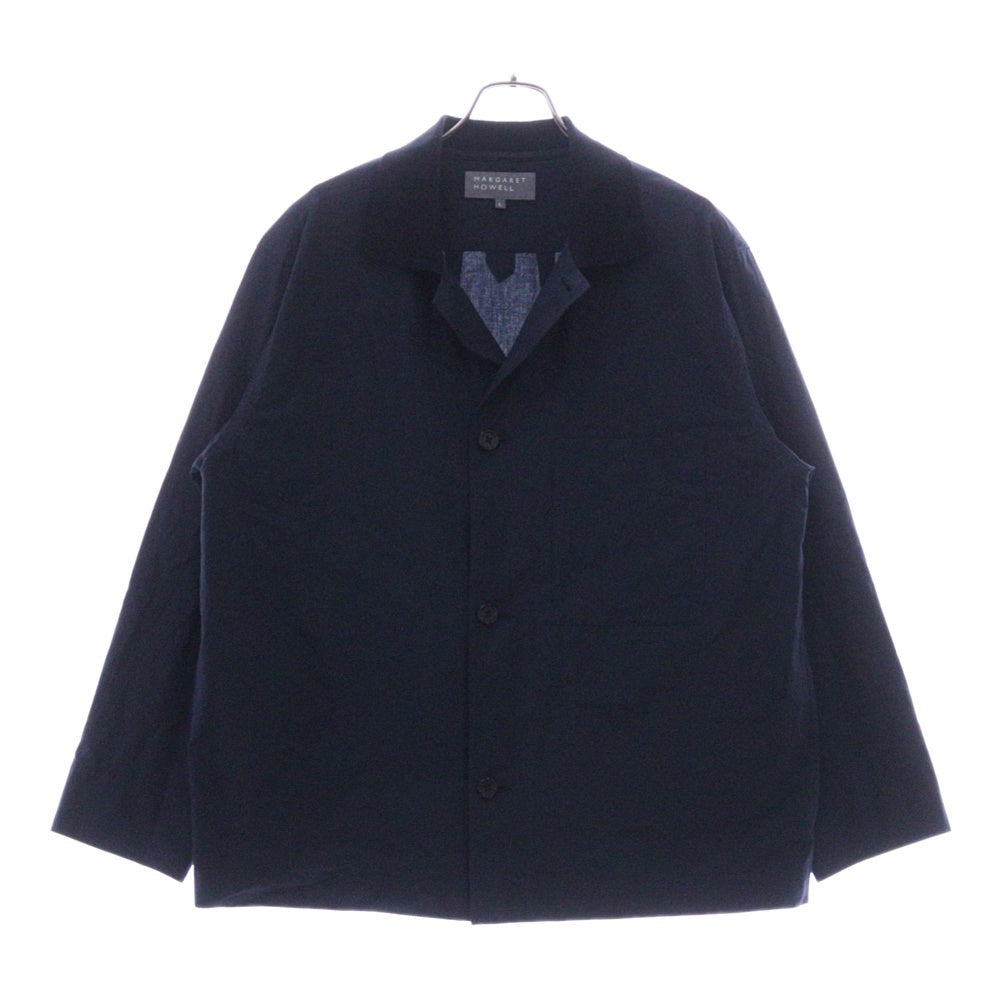 MARGARET HOWELL(マーガレットハウエル) MATT COTTON SILK POPLIN コットン シルク カバーオール ジャケット ネイビー 579-5125010