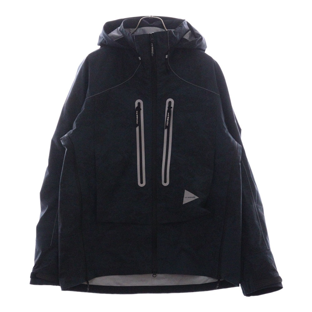 and wander(アンドワンダー) printed PERTEX SHIELD rain jacket シールド レインジャケット マウンテンパーカー ネイビー 574-5111001