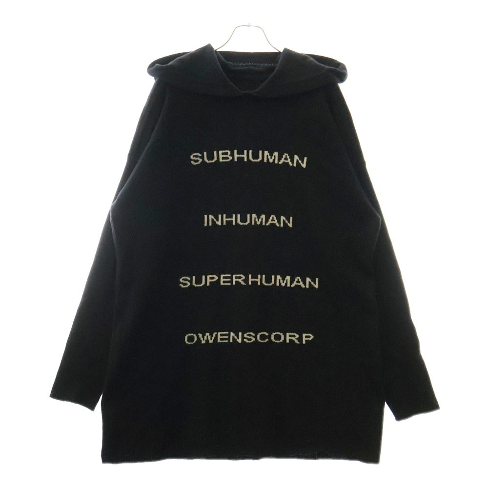 Rick Owens(リックオウエンス) 22AW Tommy Hoodie トミーフーディー カシミヤ フロントロゴデザイン プルオーバーパーカー ブラック RR02B2673-WSBRS