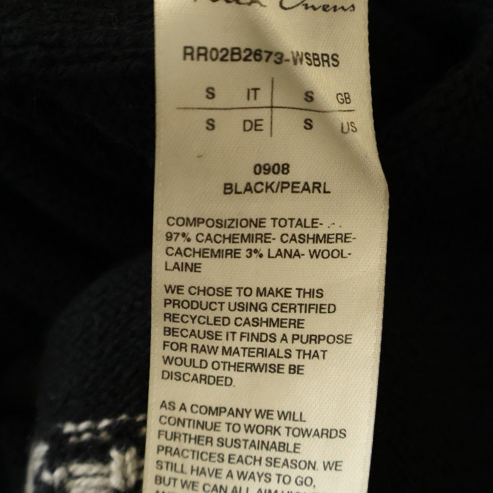 Rick Owens(リックオウエンス) 22AW Tommy Hoodie トミーフーディー カシミヤ フロントロゴデザイン プルオーバーパーカー ブラック RR02B2673-WSBRS