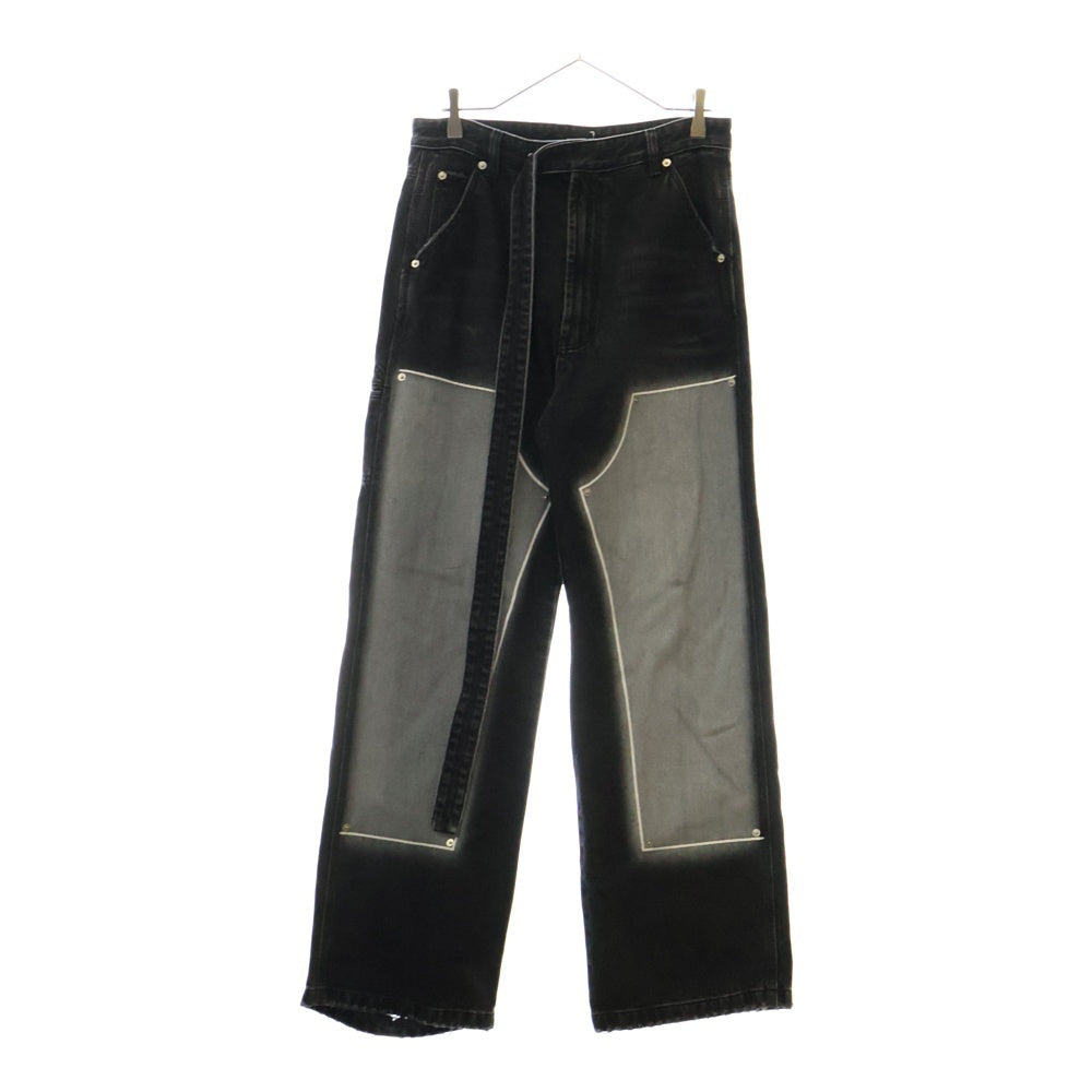 we11done(ウェルダン) WASH BLACK LONG BELT DENIM PANTS ウォッシュ加工 ロングベルト デニムパンツ ジーンズ ブラック WD-DP1-22-317-M