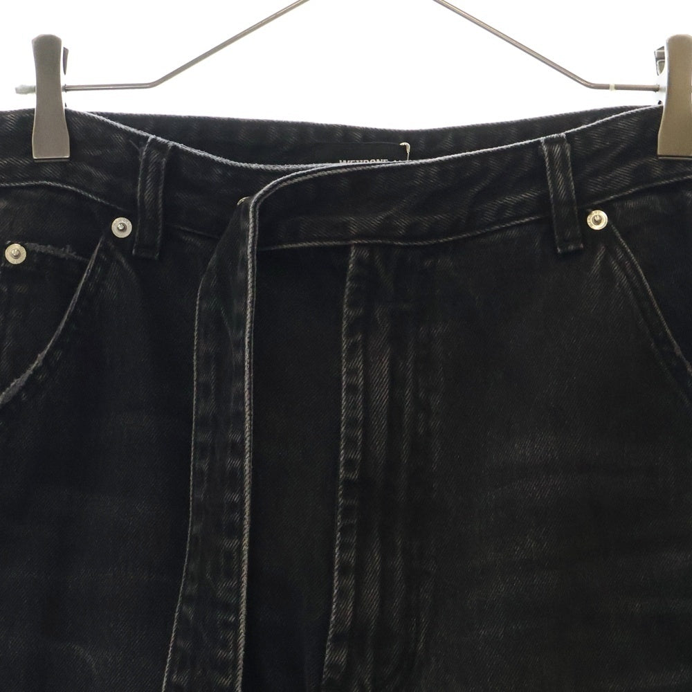 we11done(ウェルダン) WASH BLACK LONG BELT DENIM PANTS ウォッシュ加工 ロングベルト デニムパンツ ジーンズ ブラック WD-DP1-22-317-M