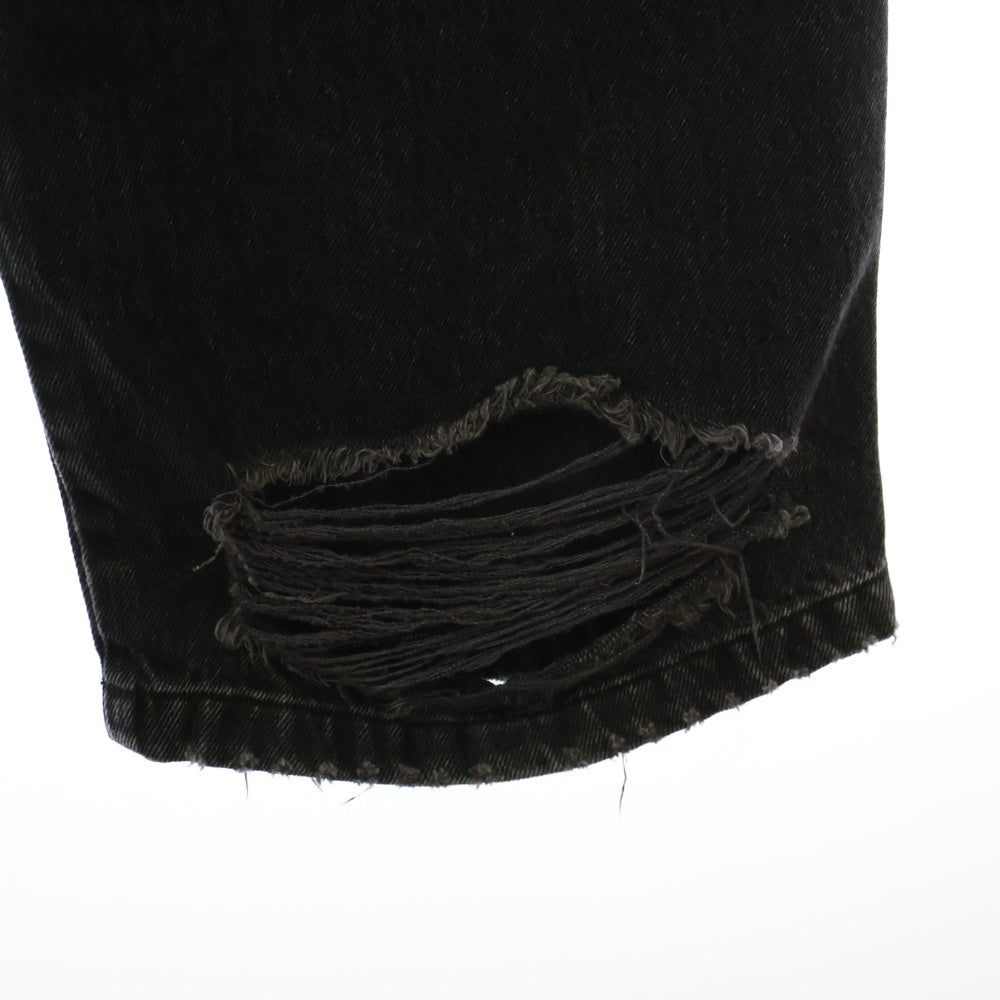 we11done(ウェルダン) WASH BLACK LONG BELT DENIM PANTS ウォッシュ加工 ロングベルト デニムパンツ ジーンズ ブラック WD-DP1-22-317-M