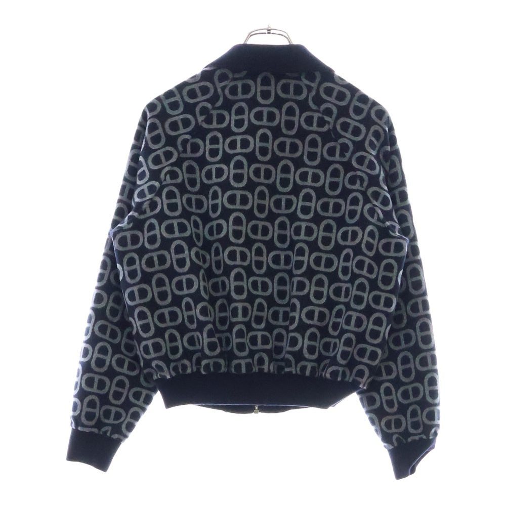 HERMES(エルメス) 24AW シェーヌダンクル ウール リバーシブルジップアップジャケット ボンバージャケット ブルゾン ネイビー レディース 4H0141DC