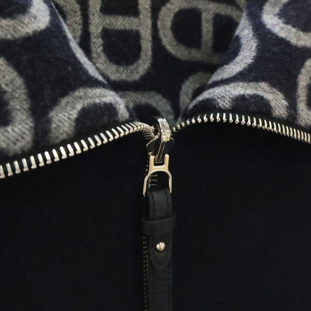HERMES(エルメス) 24AW シェーヌダンクル ウール リバーシブルジップアップジャケット ボンバージャケット ブルゾン ネイビー レディース 4H0141DC