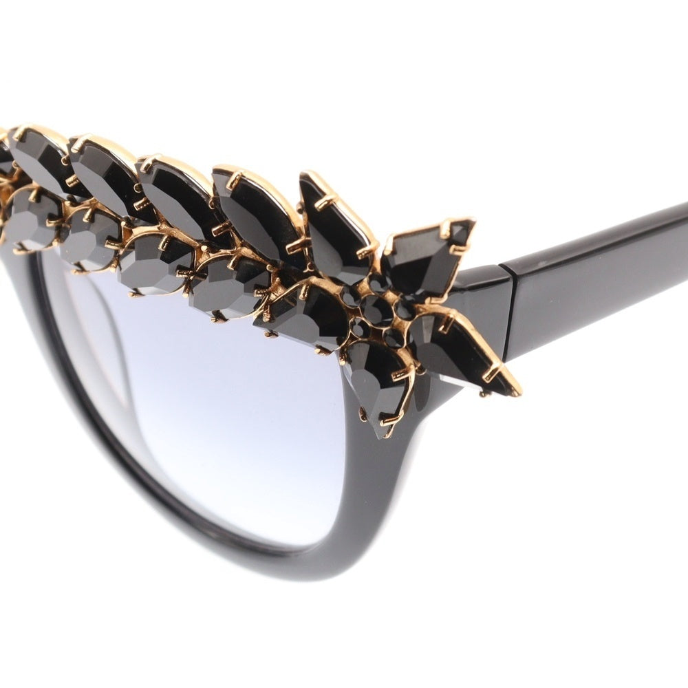 Anna-Karin Karlsson(アンナカリンカールソン) DECADENCE クリスタルフラワーモチーフ 眼鏡 メガネ サングラス ブラック/ゴールド